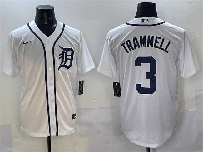 Men%27s Detroit Tigers #3 Alan Trammell White Cool Base Stitched Jersey->colorado rockies->MLB Jersey